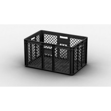 Евроконтейнер 600x400x320 мм Арт. ECP-6432 черный перфорированный Евроконтейнер 600x400x320 мм Арт. ECP-6432 черный перфорированный