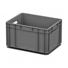 Евроконтейнер 400x300x220 мм Арт. ЕС-4322.1 серый с гладким дном и открытыми ручками